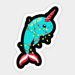 Christmas Lights Narwhal Sticker